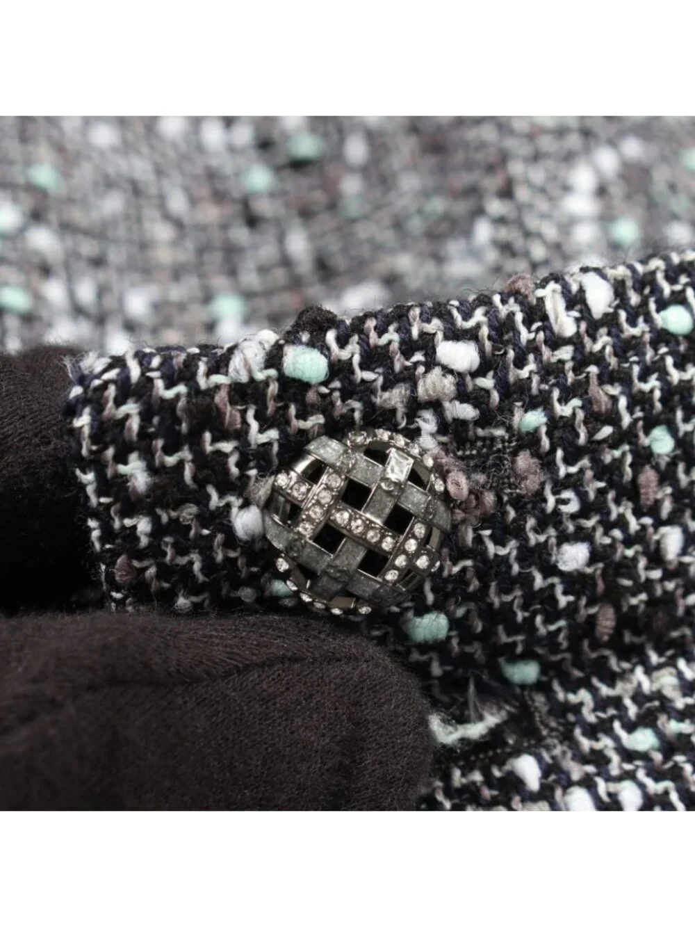 Chanel Dress CC Logo Tweed Short Sleeve Wool